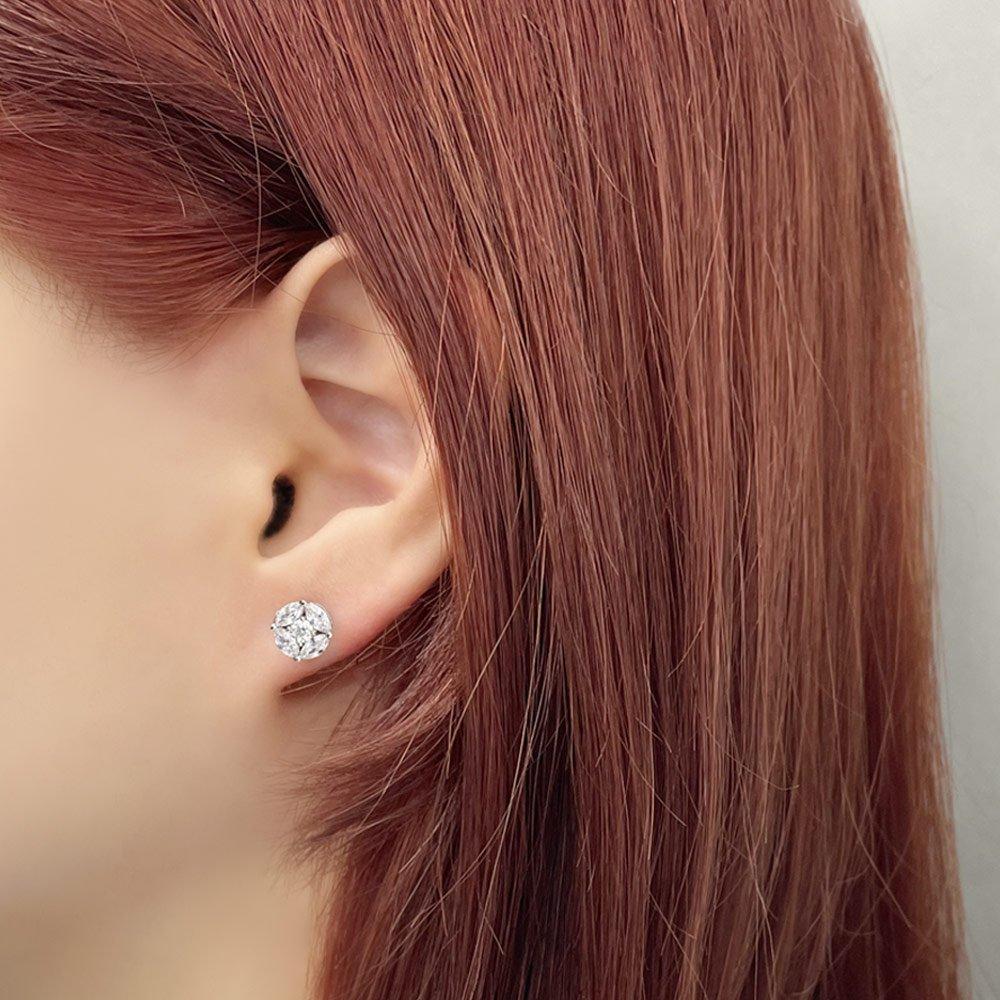 Dieuamour Silver 925 Simulant Diamond Delight Circle Earrings