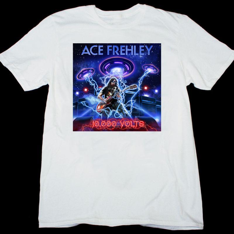 НОВЫЙ ACE FREHLEY 10.000 VOLTS Белая футболка из плотного хлопка S-5XL C237 Унисекс футболка