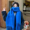 Solid Color Warm Women'S Winter Scarf Thickened Knitting Thick Tassel Shawl Scarf Women Men Scarf Accessories