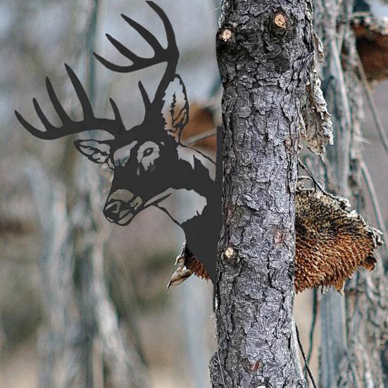 Peek-a-Boo Animal Metal Sign Rustic Animal Silhouette Garden Sign Peeping Animal Sign