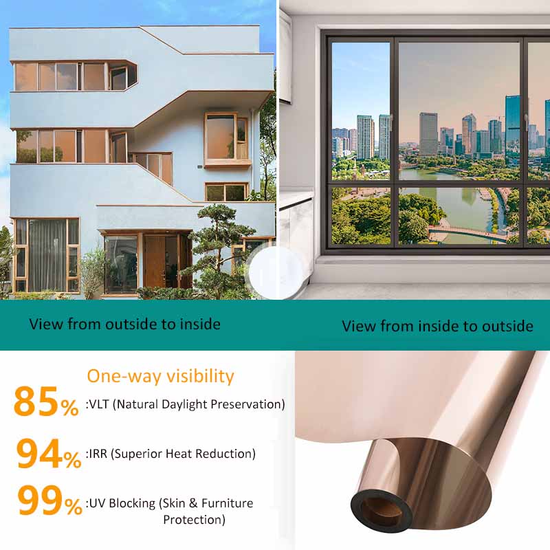 Теплоизоляционная пленка для окон, антибликовая односторонняя зеркальная пленка, солнцезащитная пленка для окон магазинов, блокирующая ультрафиолетовое излучение