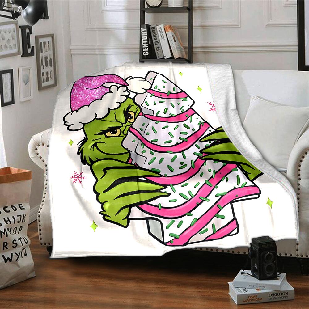 Christmas Grinch Presents Blanket Soft Throw Blanket For Home Bedroom Bed Sofa Travel Office Solid Christmas Blanket