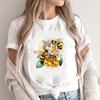 (Asian Size) Fashion Print Bee Flower Trend 90s Lovely Female Casual T Clothing Casual Women's Top Graphic Tee Short Sleeve T-shirts