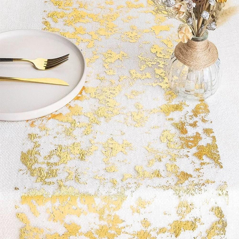 Glitter Sequin Christmas Table Runner Foil Mesh Roll Flag Tablecloth Gold Table Runner  Birthday