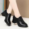 4cm 5cm Vintage Med Block Heels Soft Leather Shoes Women Loafers 2025 Spring Breathable Black Platform Shoes for Office Mom