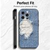 Мягкий чехол для телефона с ретро-джинсовым узором для iPhone 16 16E 17 Air 15 Pro Max 14 Plus 13 Mini 11 12 7 Черный чехол Задняя крышка