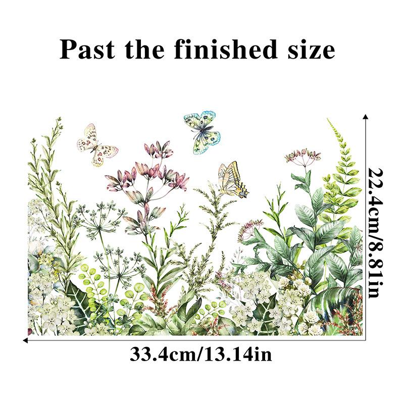 Зеленое растение цветок бабочка настенная наклейка ванная туалет наклейка туалет самоклеящаяся настенная роспись украшает дом украшения наклейки