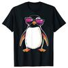 Funny Penguin Wearing Sunglasses Bird T-Shirt Women Clothing Fashion T Shirts Cotton Short Sleeve Oversized Loose T-shirt Tops