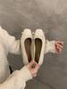 French Retro Silver Bow Flats Gentle Style Women's Shoes