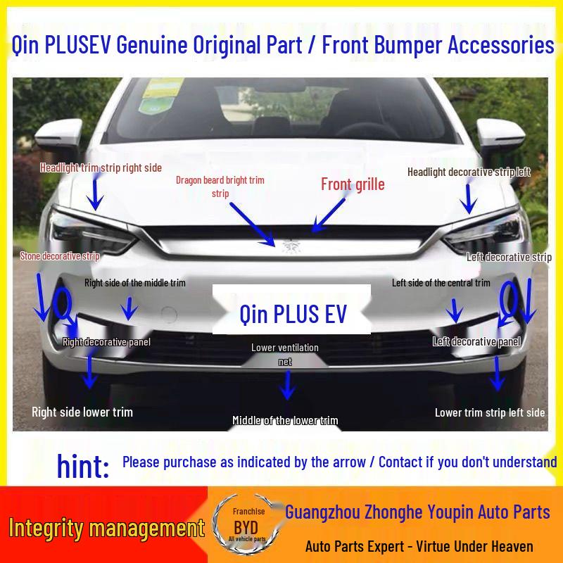 Хромированные декоративные полосы переднего бампера и решетки BYD Qin PLUS EV