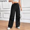 Women's Fashion Casual Solid Color Print High Waist Trousers Pants & Capris