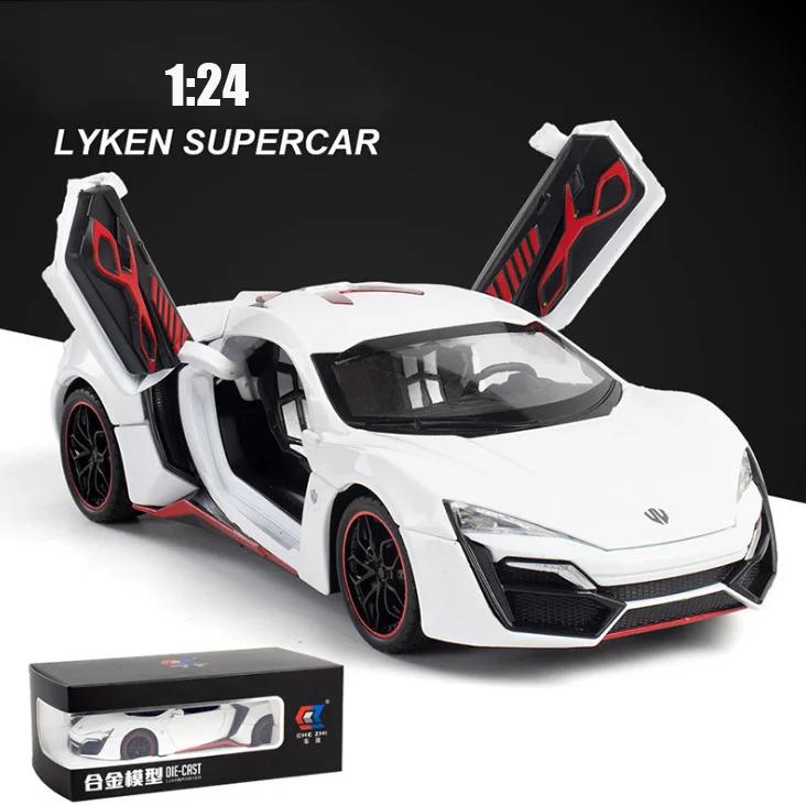 1:24 LYKAN Hypersport Diecasts & Toy Vehicles Metal Car Model Sound Light Collection Car Toys For Children Christmas Gift
