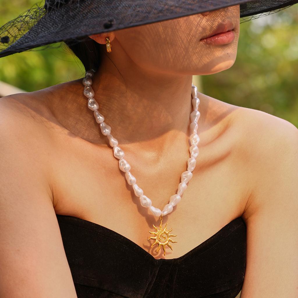 Ocean Series, Pearl, Starfish, Multi Accessory Collarbone Necklace, Fashionable, Light Luxury, Beach Style