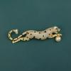 Exquisite Leopard Zircon Brooch Pin for Men's European/American Suit Coats