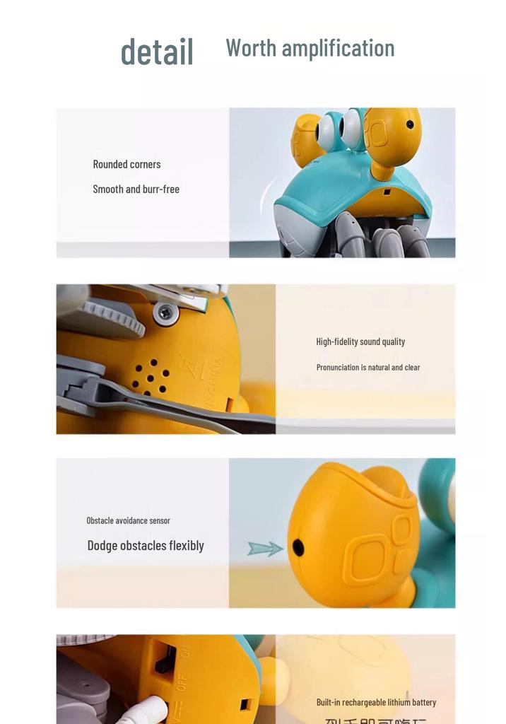 Crab Electric Crawling Toy: Automatic Induction, Wind-Up, Singing, Educational Gift for Babies and Kids