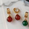 Новые китайские натуральные зеленые агатовые серьги женские ретро легкая роскошь серьги-гвоздики взрывные серьги
