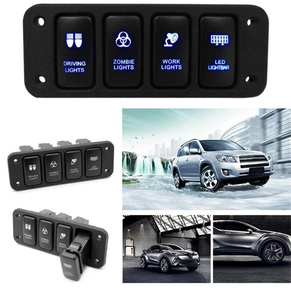 Панель переключателей 12В с 4 кнопками и синей светодиодной подсветкой Вкл/Выкл для Toyota Hilux FJ Cruiser Highlander