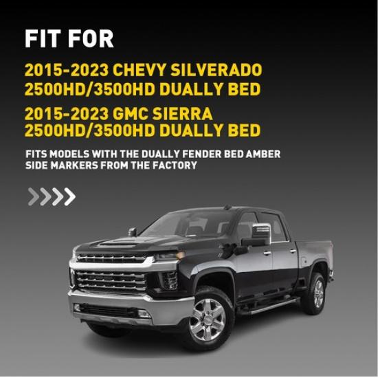 Smoked 4Pc Amber/Red LED Side Marker Lights Lamps For 2015- Chevy Silverado