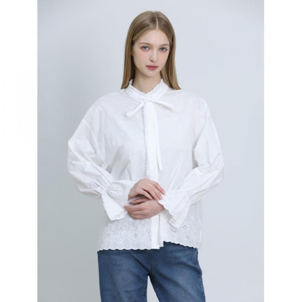 Cresson Flower Embroidery Eyelet Blouse