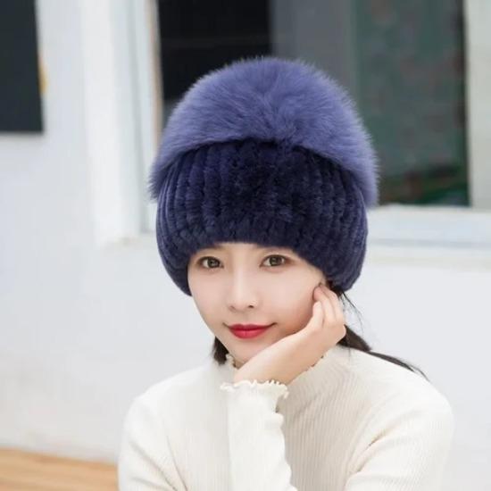 Новая уличная хорошая эластичная шапка из натурального кроличьего меха рекс женская зимняя вязаная шапка из натурального меха чернобурки женская шапка из натурального меха