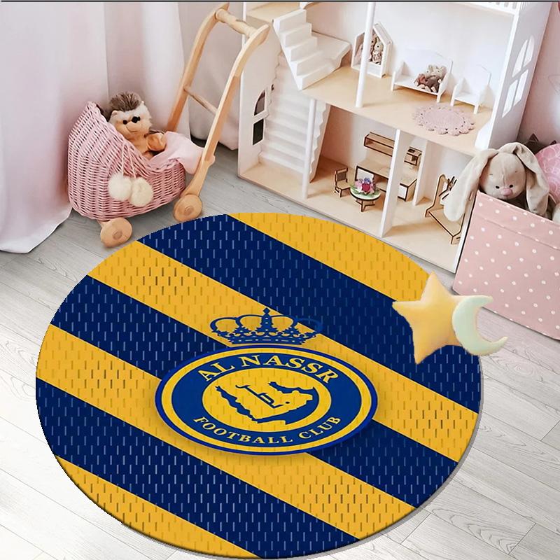 1PC round rug Nassr Football Club Crest Printed Round Area Rug ,Rug For Home Office, Round Chair Rug, Decorative Carpet Fan gifts Christmas gift