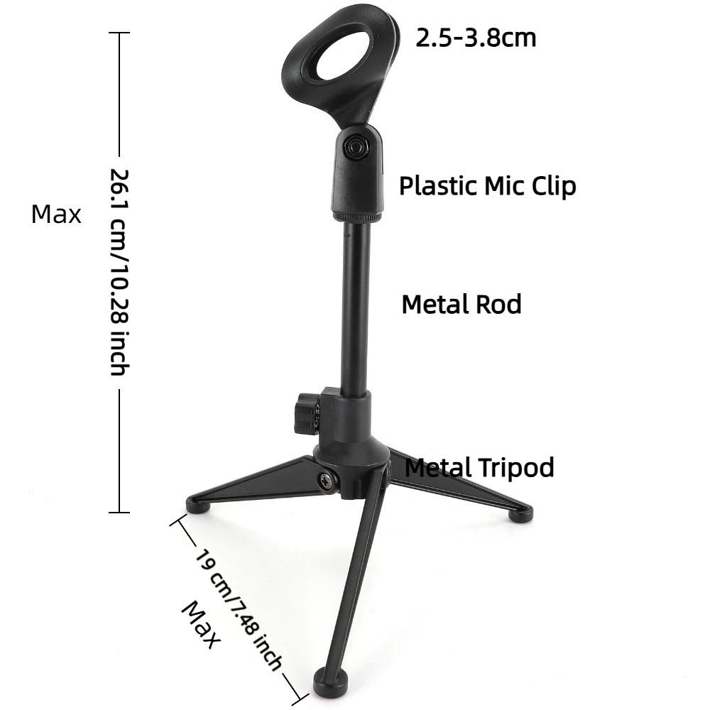 With Mic Clip Portable Mic Stand Foldable Microphone Tripod  for Online Broadcasting