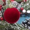 6Pcs Velvet Christmas Ball Ornaments Flocked Christmas Tree Ball Decoration Red Hanging Ball Ornament for