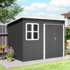 Metal Shed for Storing Garden Tools, with Window, Wide Door, 260 x 177 x 190 cm, Dark Grey