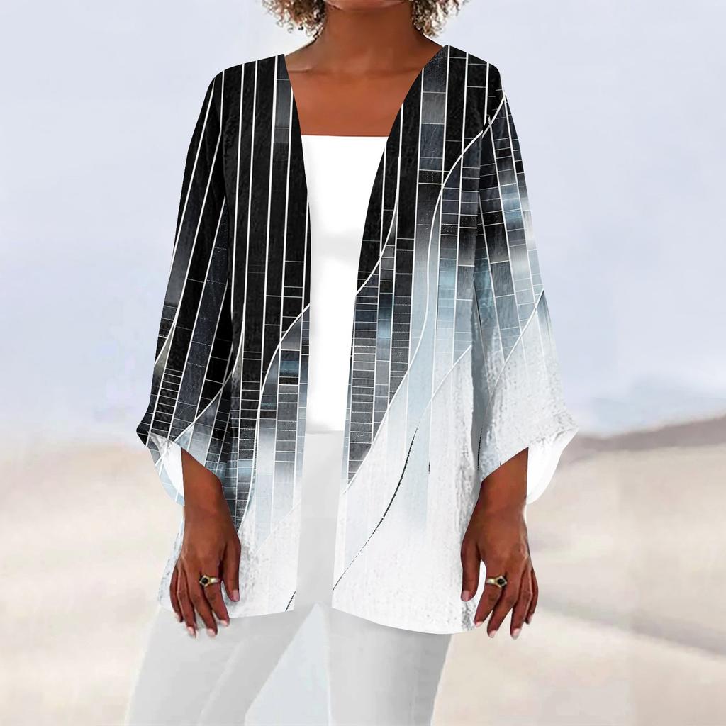 Женская повседневная модная легкая куртка средней длины с принтом, кардиган