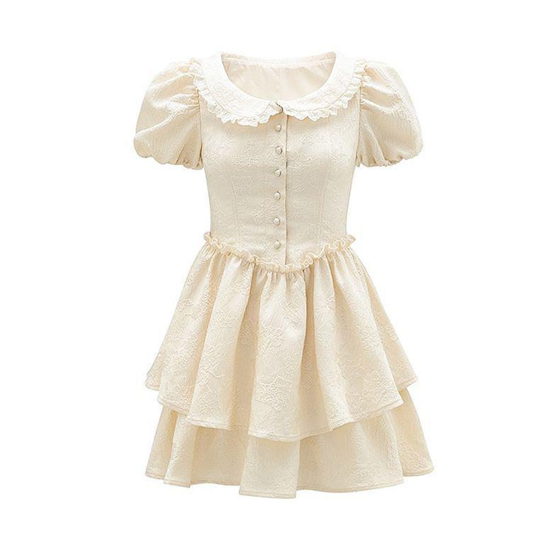 Комплект платья в французском стиле преппи с воротником Питера Пэна 2025: Женская летняя короткая юбка