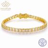 WUIHA Hip Hop Rock 925 Sterling Silver 4 MM Princess Cut VVS1 D Color Real GRA Moissanite Diamonds Bracelet Bangle Fine Jewelry