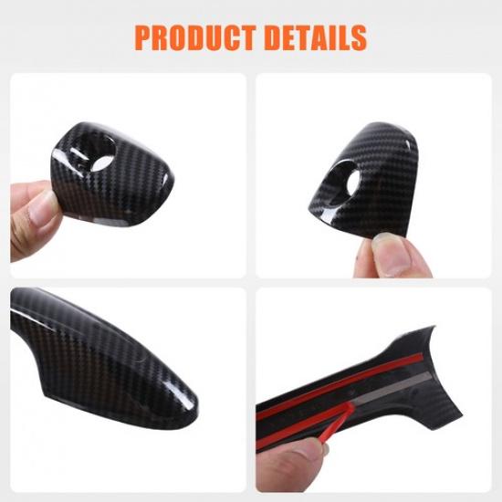 Carbon Fiber ABS Outer Door Handle Shell Cover Trim For Toyota Hilux 2015-2024