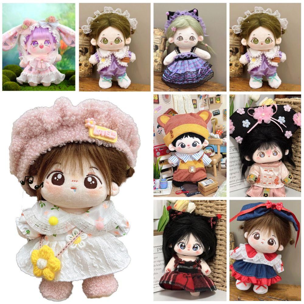 20CM Doll Dress Suit Multicolor Doll Cap Dress Gift Miniature Clothes Cotton Stuffed Doll