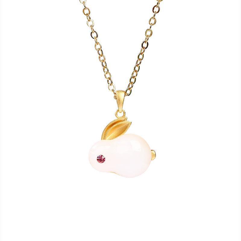 Aieryuan Ретро кулон в виде Нефритового Кролика для женщин - Колье-цепочка на ключицу в китайском придворном стиле