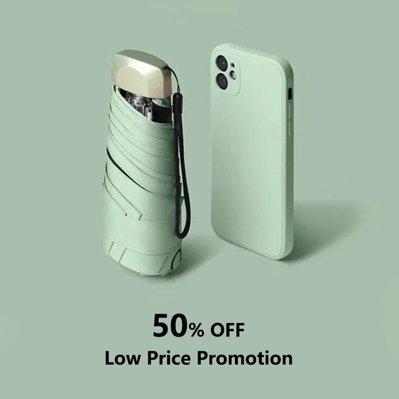 Скидка 50% Мини-зонт от солнца, небольшой карманный зонт от дождя, виниловый складной зонт, защита от ультрафиолета и ультрафиолета, козырек от солнца, карманный зонтик