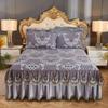 Нескользящее теплое покрывало, утолщенное зимнее постельное белье, юбка, высококачественная бархатная юбка-кровать с кристаллами, наволочки, комплект из трех предметов