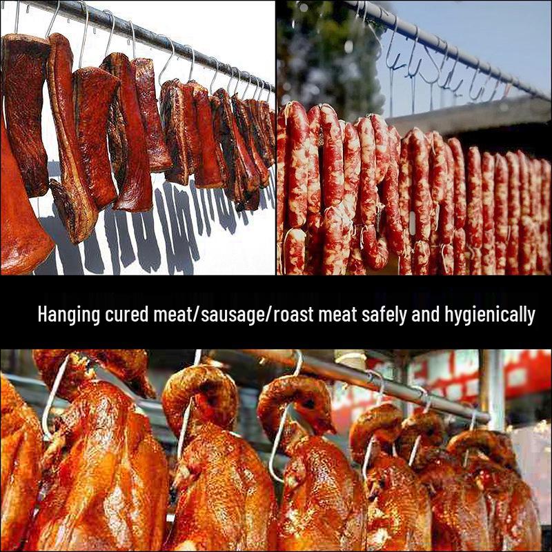 S-образный крючок Kaiwang из нержавеющей стали для подвешивания мяса – Утолщенный, заостренный крючок для бекона, свинины, говядины и сала