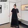 Dimanaf Женское длинное платье Лето Плюс Размер Модная Сетка Черное Свободное Повседневное Oversize