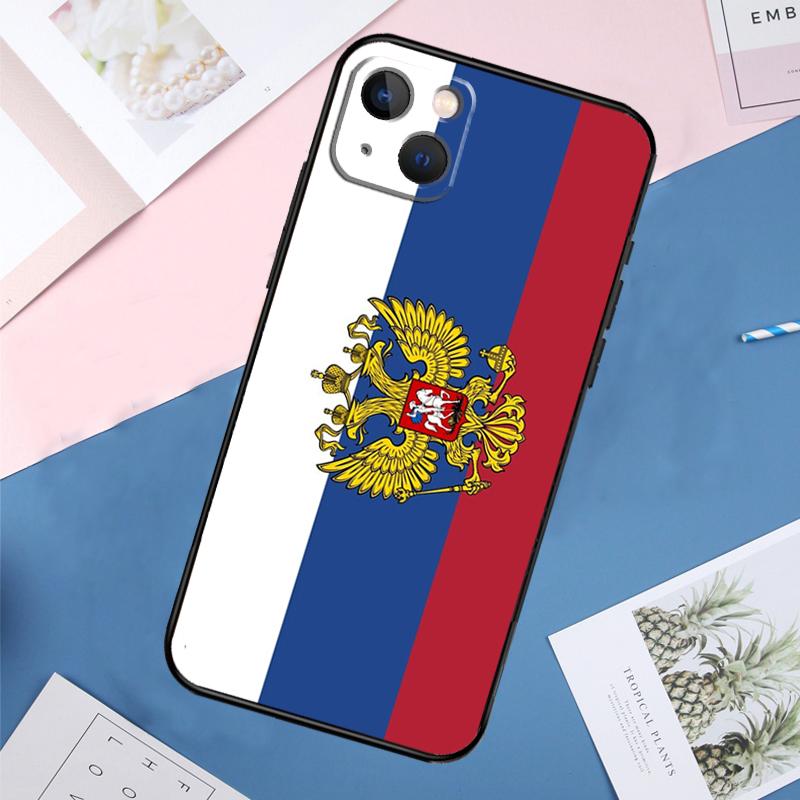 Russia Flag Coat Of Arms Phone Case For iPhone 11 14 15 16 Pro Max 13 12 Mini XS X XR Plus Protection Cover