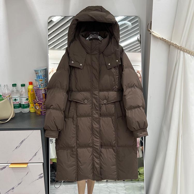 European autumn and winter new loose down jacket women's medium and long white duck down fashion thickened coat tide