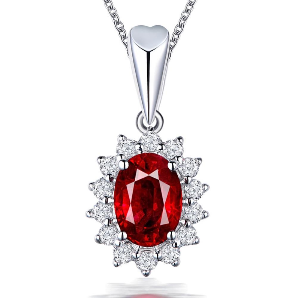 Fashionable Ruby Necklace for Women Princess Wedding Pendant Elegant Collarbone Chain
