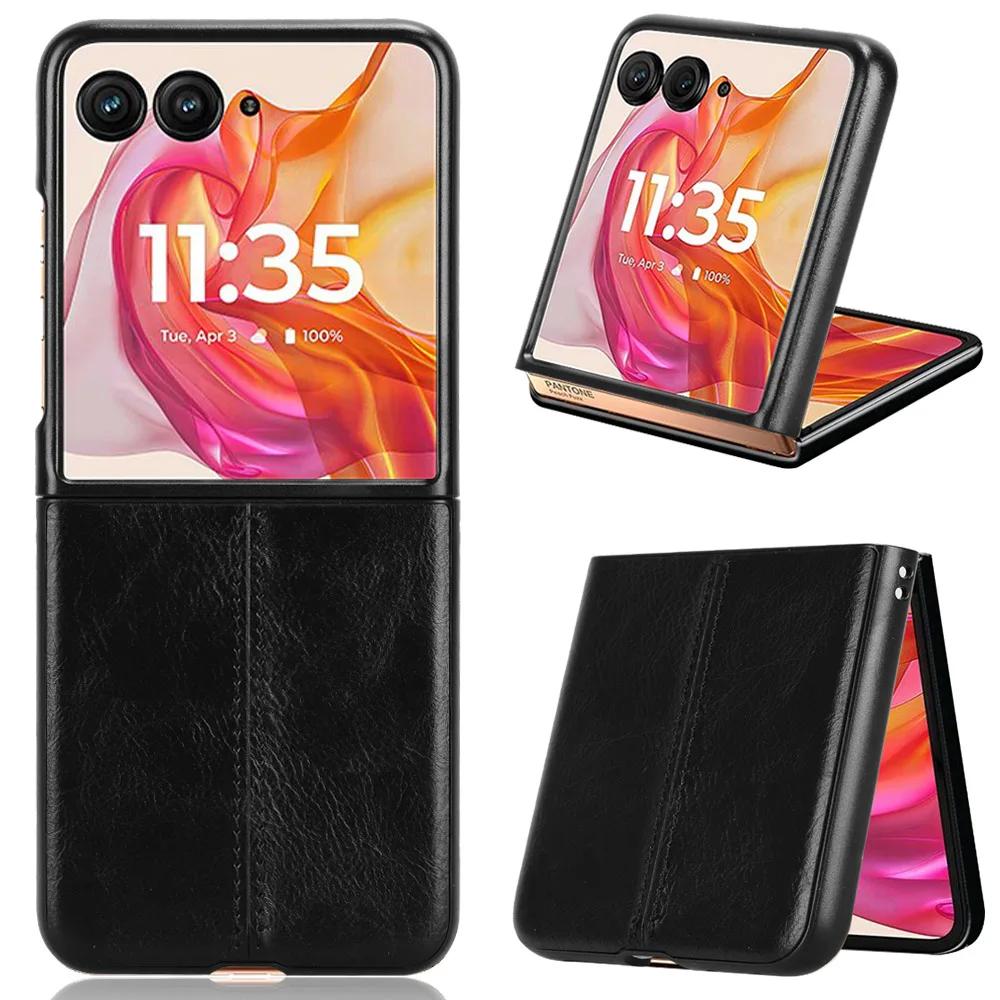 Чехол с текстурой кожи и прострочкой для Motorola Razr 0 Ultra Moto Razr 40 Plus Легкий чехол Coque Fundas Capa
