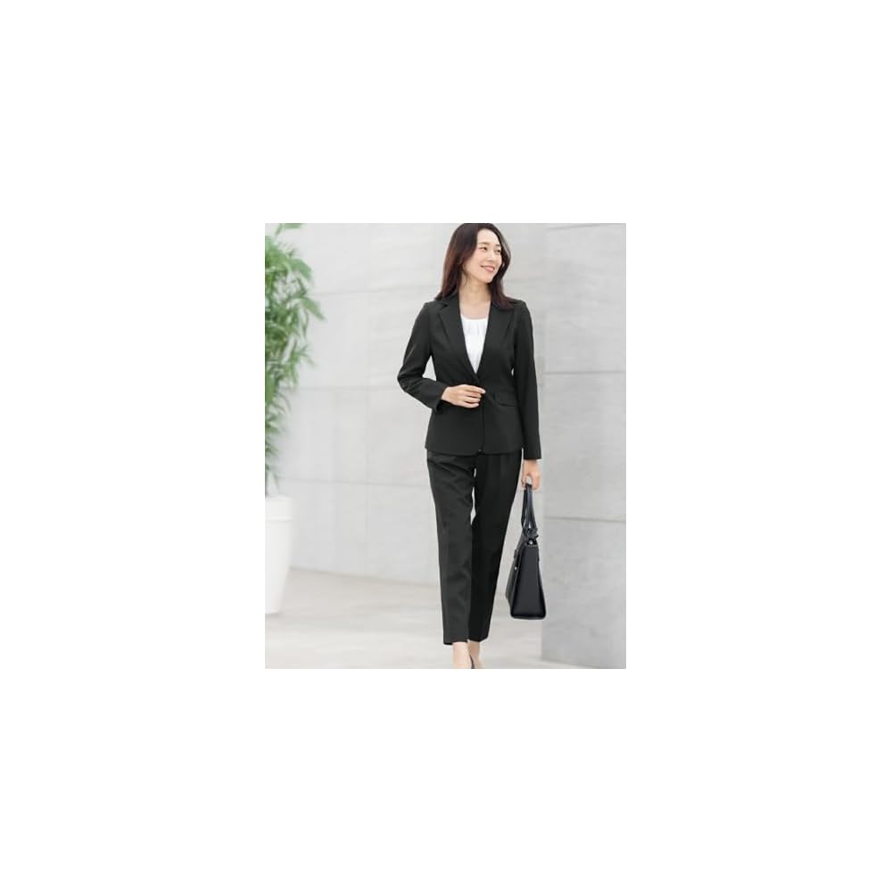 Addrouge Women's Pantsuit, Stretch Tailored Jacket and Tapered Pants, Plus Size 13ABR, Black, j5012