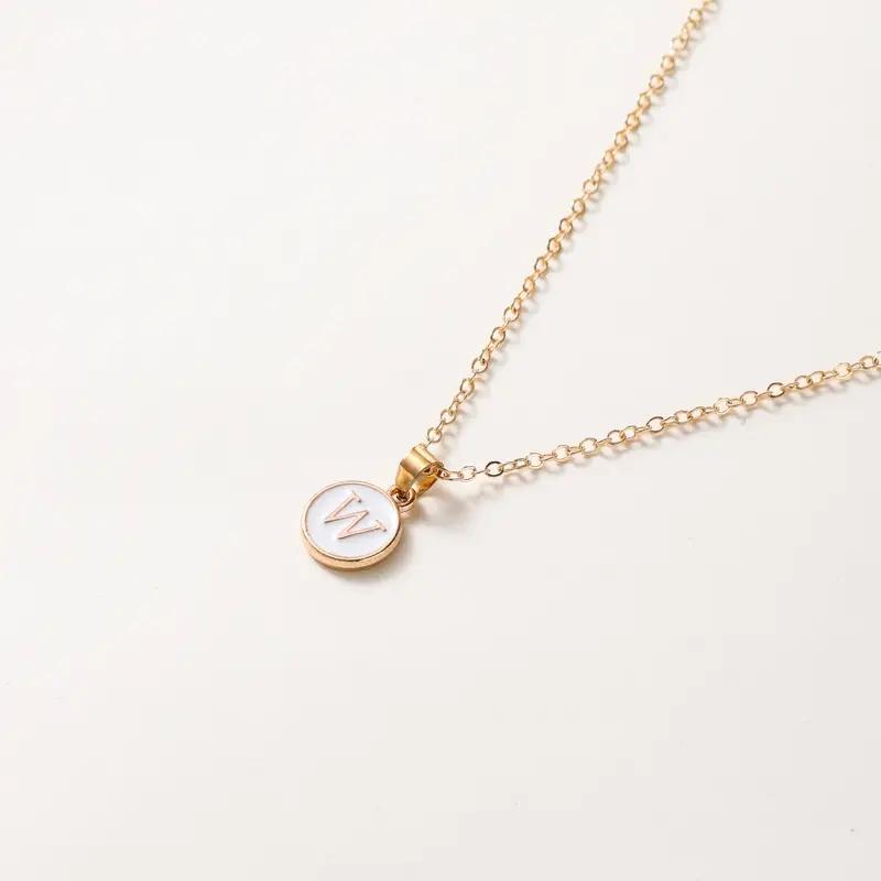 1pc Women Elegant and Exquisite O-chain 26 Letter Necklace Pendant, Golden Minimalist Necklace