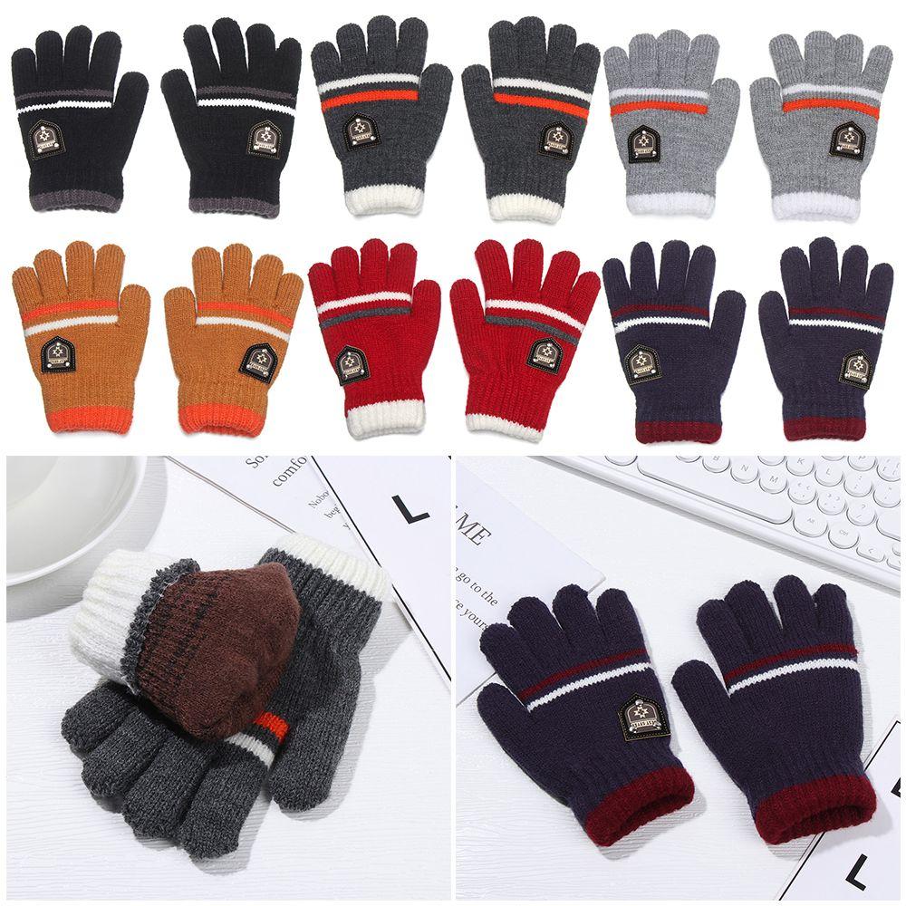 Winter Autumn Boys Girls Warm Thick Children Kids Gloves Full Finger Knitted Gloves Mittens