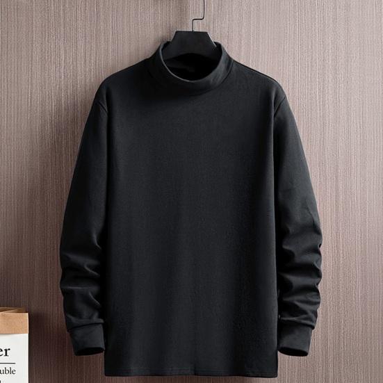 Осень-зима Мужской топ с высоким воротником, однотонный, длинный рукав, толстый, теплый, эластичный, мягкий, свитер, повседневная толстовка, весенняя одежда