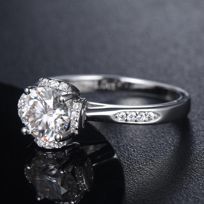 Роскошное кольцо из стерлингового серебра 925 пробы, классическое кольцо с бриллиантом бриллиантовой огранки, тест пройден, кольца с муассанитом 1,0 карата для женщин, свадебные украшения для невесты