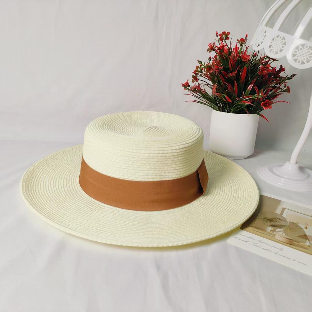Spring and summer Internet celebrity British French top hat straw women's seaside vacation simple sunshade fashion straw hat sun protection advanced
