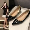 Fashion 2025 New Summer Rivet Pointed Toe Soft Sole Scoop Shoes Women's Shallow Mouth Inside Heightening Single Shoes Versatile