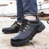 Обувь для страхования труда Мужская защитная обувь с защитой от ударов и проколов, стальная сумка-головка, кожаная поверхность, водонепроницаемая резиновая подошва, износостойкая